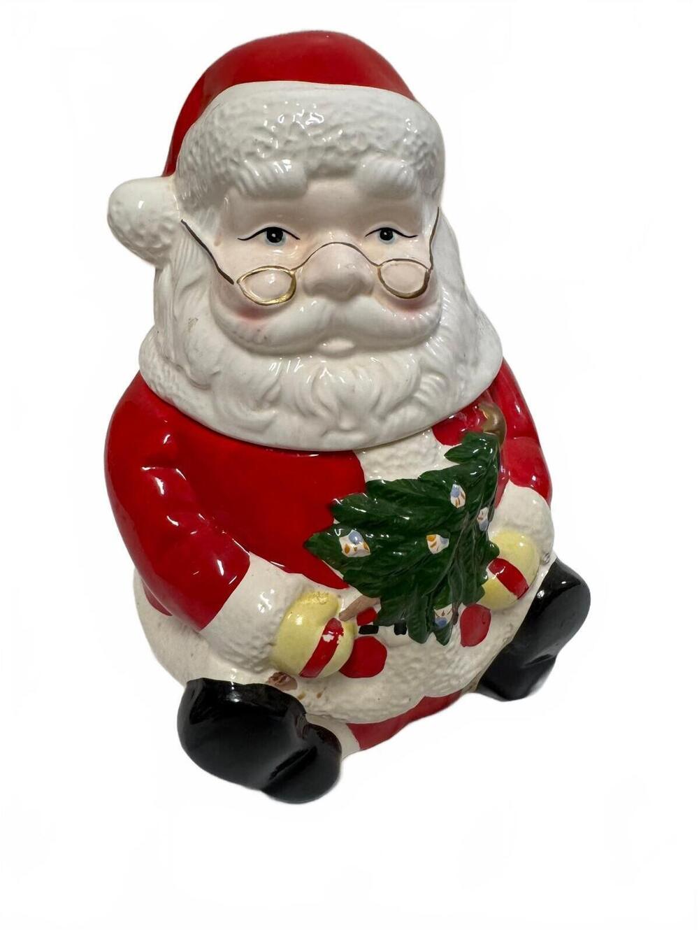 Gibson Everyday Santa Ceramic Cookie Jar 10 Inch Christmas Canister